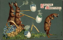 Bunnies smoking egg pipes Postcard