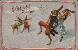 A Family of Dancing Bunnies With Bunnies Postcard Postcard