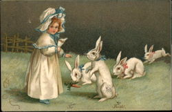 Carrot Treats From a Little Girl to Four Bunnies Postcard