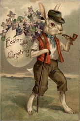 Bunny with Easter egg filled with flowers on his back Postcard