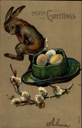 Bunny and a Fedora Full of Eggs Postcard