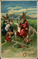 Easter bunny family Postcard