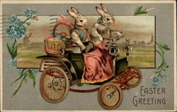 Two Bunnies Driving A Car With Bunnies Postcard Postcard