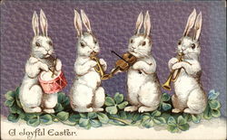 Easter bunnies playing instruments With Bunnies Postcard Postcard