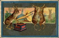 Rabbits Dancing To A Phonograph With Bunnies Postcard Postcard