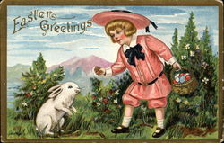 Child Showing Bunny An Egg Postcard