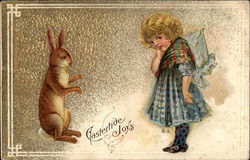 Easter bunny and little girl Postcard