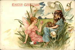 Two Fairies Find Some Easter Eggs Postcard