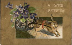 Easter bunny pulling a wagon Postcard