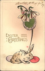 Bunny with his Eggs and Flowers Postcard