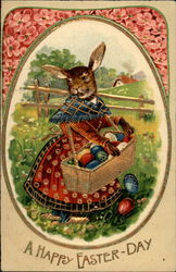 Bunny With Basket of Easter Eggs Postcard