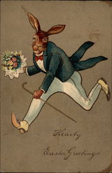 A Gentleman Rabbit Running Postcard