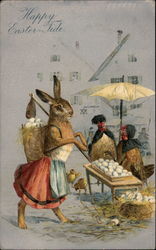 Bunny and Hens at Egg Market Postcard