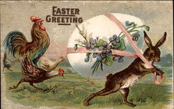 Easter Bunny stealing an Egg Eggs Postcard Postcard