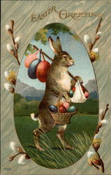 Rabbit with Basket of Eggs With Bunnies Postcard Postcard