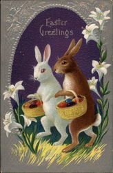 Easter bunnies with baskets Postcard