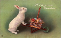 Bunny With Cartful of Eggs Postcard