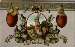 Rabbit, goat and birds with Easter Eggs Postcard