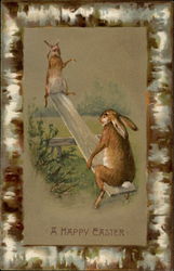 Teeter Totter Bunnies Postcard