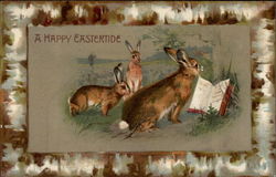 Grandpa Bunny Reading Easter Story To The Young Ones With Bunnies Postcard Postcard