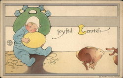 Baby With Easter Egg Postcard