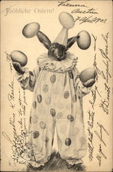 Clown Bunny Juggles Eggs With Bunnies Postcard Postcard