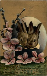 Easter bunnies with flowers With Bunnies Postcard Postcard