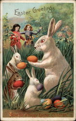 Bunny Family With Easter Eggs With Bunnies Postcard Postcard