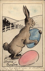 Rabbit Holding Eggs With Bunnies Postcard Postcard