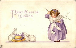 Little girl with bunnies Postcard