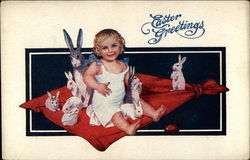 Baby Girl with Bunnies Postcard Postcard