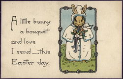 A Sweet Bunny Holding a Bouquet Postcard