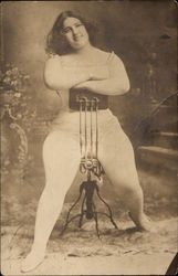 Muscular Lady - Acrobat? Sideshow?  Wrestler? Postcard