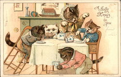 A Jolly Christmas to You with Cats Postcard