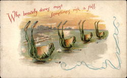 Who bravely dares must sometimes risk a fall Frogs Postcard Postcard