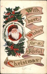 With Best Wishes for a Joyful Christmas Santa Claus Postcard Postcard