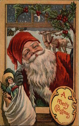 A Merry Christmas with Santa and Toys Postcard