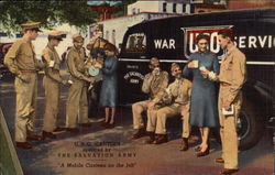 U.S.O. Canteen operated by the Salvation Army Postcard