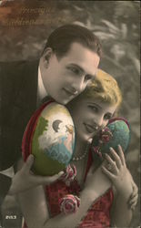 Art Deco  Couple with Eggs Couples Postcard Postcard