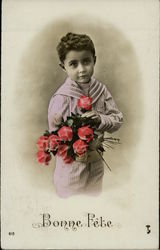 Art Deco Boy with Roses Postcard