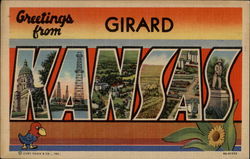 Greetings from Girard, Kansas Postcard Postcard