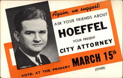 Re-elect Harry Hoeffel City Attorney Political Postcard Postcard