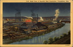 Night View of Republic Steel Corporation Postcard