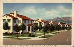 Section of Officers Quarters, 7th Cavalry Area, Ft. Bliss Postcard