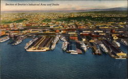 Section of Seattle's Industrial Area and Docks Postcard