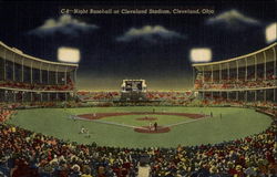 Night Baseball at Cleveland Stadium Ohio Postcard Postcard