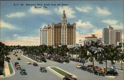 Biscayne Blvd. South from 5th Street Postcard