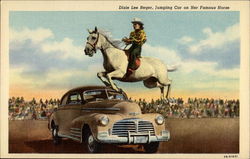 Dixie Lee Reger, Jumping Car on Her Famous Horse Rodeos Postcard Postcard