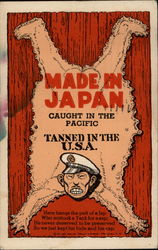 Made in Japan - Caught in the Pacific - Tanned in the USA Postcard