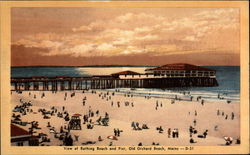 View of Bathing Beach and Pier Postcard